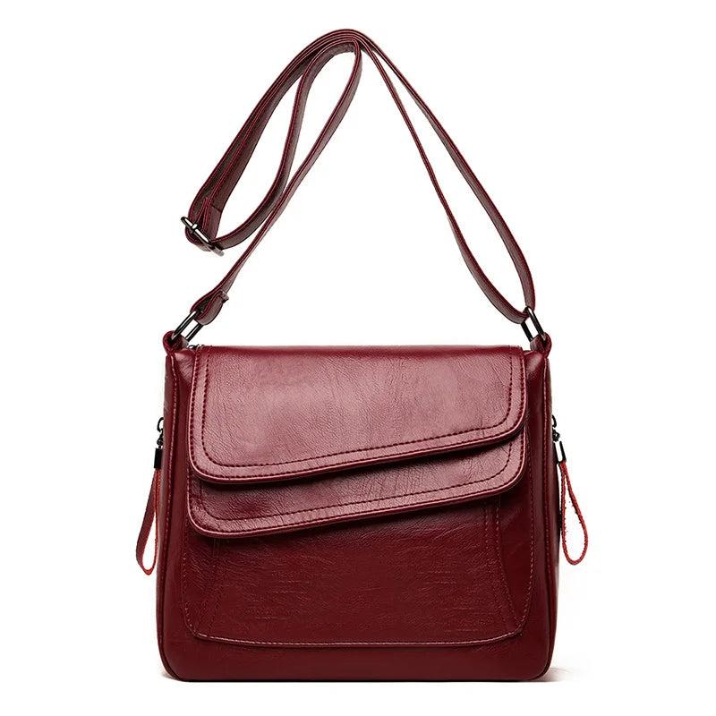 Women Leather Messenger Bag Handbags High Female Vintage Crossbody Bags