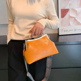 Vintage Women Handbag PU Leather Messenger Bags Wide Straps Female Shells