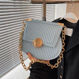 Embroidery Chain Women's Handbag PU Leather Shoulder Bag