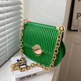 Embroidery Chain Women's Handbag PU Leather Shoulder Bag