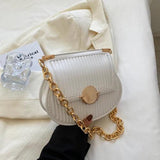 Embroidery Chain Women's Handbag PU Leather Shoulder Bag