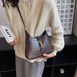 Stone Pattern Crossbody Bags for Women Winter Small Saddle Handbags