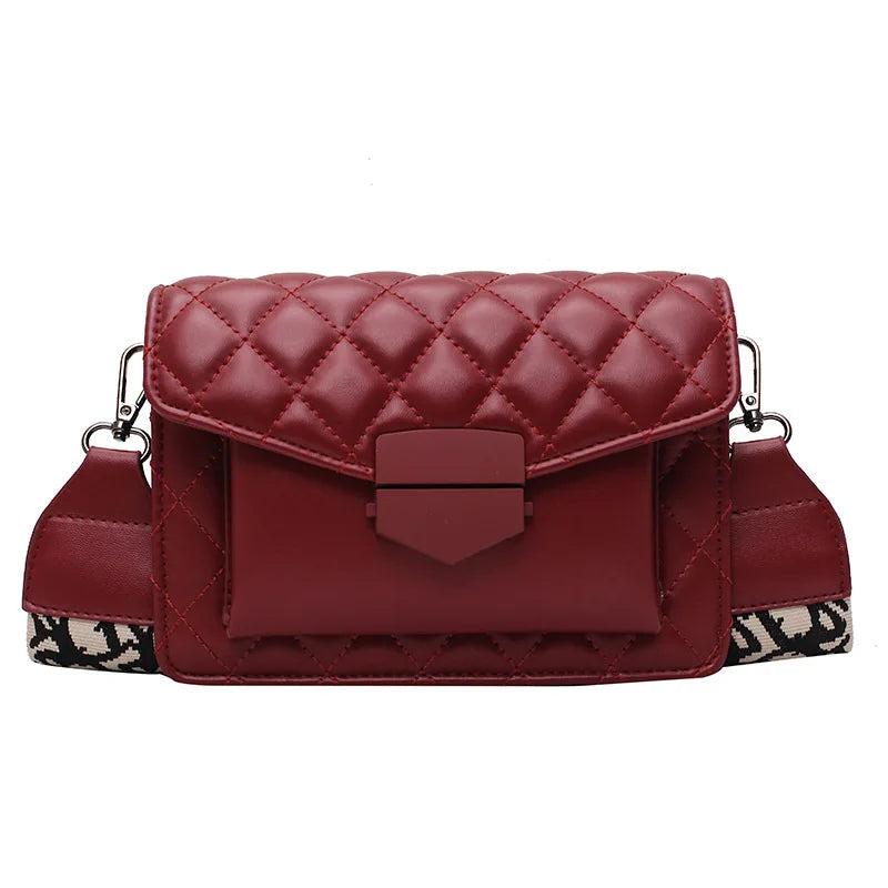 Leather Crossbody Bag Wide Shoulder Strap Messenger Purse