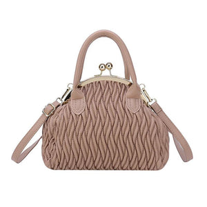 Handbag Vintage Small Tote Pleated Shoulder Bag Clutch Purses Crossbody