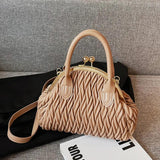 Handbag Vintage Small Tote Pleated Shoulder Bag Clutch Purses Crossbody