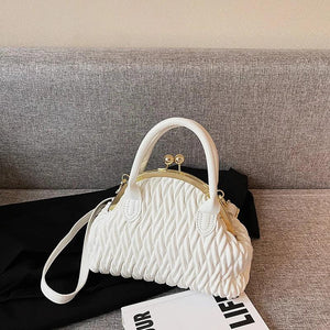 Handbag Vintage Small Tote Pleated Shoulder Bag Clutch Purses Crossbody