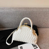 Handbag Vintage Small Tote Pleated Shoulder Bag Clutch Purses Crossbody