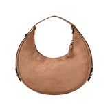 Faux Suede Half Moon Handbag Winter Shoulder Bag
