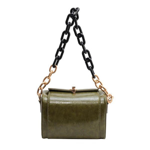 Vintage PU Leather Crossbody Bag Box Shaped Handbag