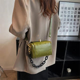 Vintage PU Leather Crossbody Bag Box Shaped Handbag