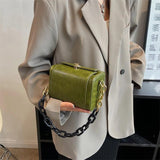Vintage PU Leather Crossbody Bag Box Shaped Handbag
