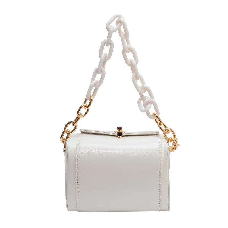 Vintage PU Leather Crossbody Bag Box Shaped Handbag