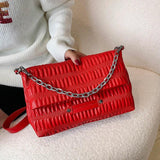Winter Women Pu Leather Crossbody Bag Chain Shoulder Bag