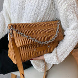 Winter Women Pu Leather Crossbody Bag Chain Shoulder Bag