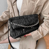 Winter Women Pu Leather Crossbody Bag Chain Shoulder Bag
