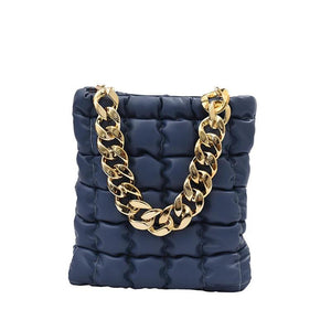 Plaid Chain Tote Bag Winter PU Leather Women's Handbag