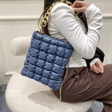 Plaid Chain Tote Bag Winter PU Leather Women's Handbag