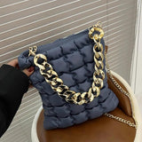 Plaid Chain Tote Bag Winter PU Leather Women's Handbag