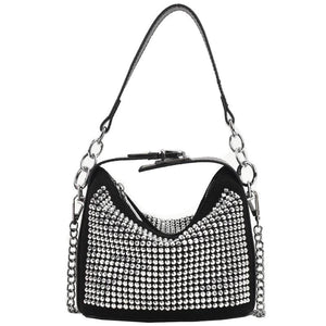 Mini Bucket Crossbody Bag with Diamonds for Women