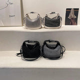 Mini Bucket Crossbody Bag with Diamonds for Women