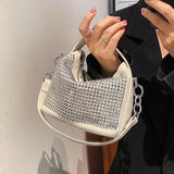 Mini Bucket Crossbody Bag with Diamonds for Women