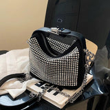 Mini Bucket Crossbody Bag with Diamonds for Women