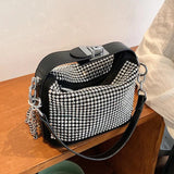 Mini Bucket Crossbody Bag with Diamonds for Women