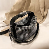 Mini Bucket Crossbody Bag with Diamonds for Women