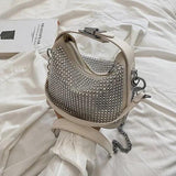 Mini Bucket Crossbody Bag with Diamonds for Women