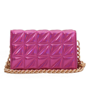 Quilted Shoulder Bag with Thick Chain - Pu Leather