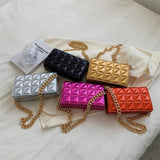 Quilted Shoulder Bag with Thick Chain - Pu Leather