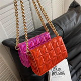 Quilted Shoulder Bag with Thick Chain - Pu Leather