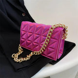 Quilted Shoulder Bag with Thick Chain - Pu Leather