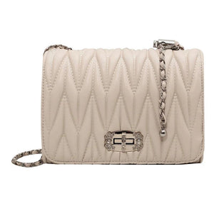 Leather Chain Handle Shoulder Bag for Women