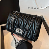 Leather Chain Handle Shoulder Bag for Women