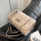 Leather Chain Handle Shoulder Bag for Women