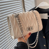 Leather Chain Handle Shoulder Bag for Women