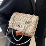 Leather Chain Handle Shoulder Bag for Women