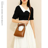 Pleated Top Handle Women's Handbag Soft Pu Leather Shoulder Crossbody Bags
