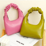 Pleated Top Handle Women's Handbag Soft Pu Leather Shoulder Crossbody Bags