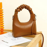 Pleated Top Handle Women's Handbag Soft Pu Leather Shoulder Crossbody Bags
