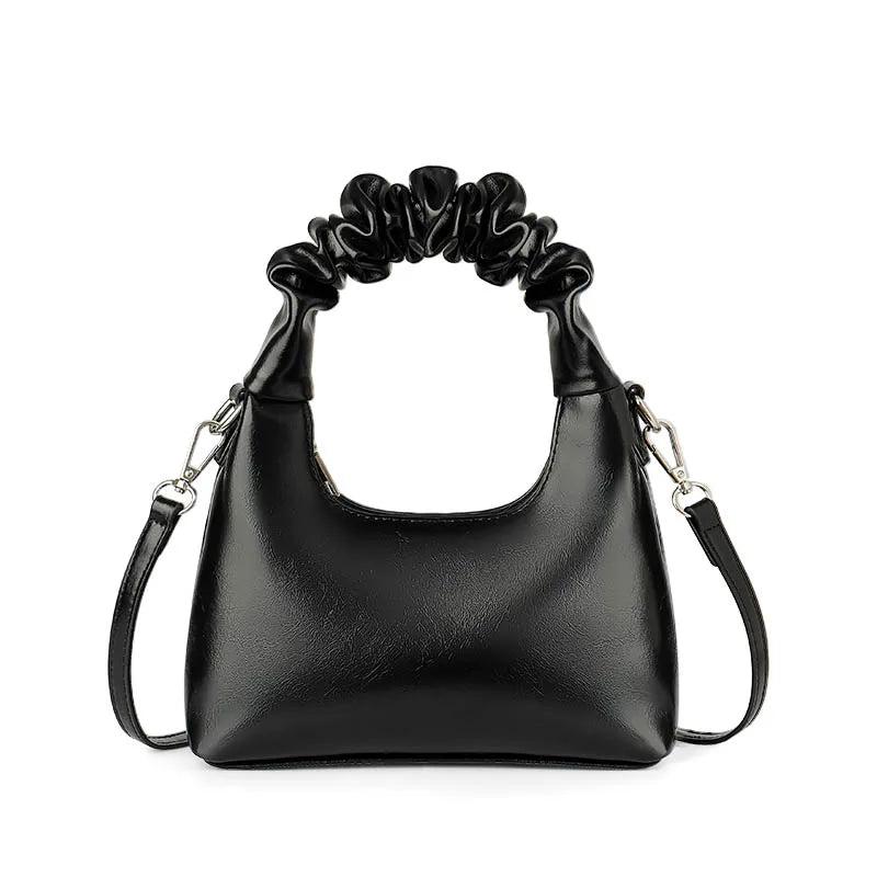 Pleated Top Handle Women's Handbag Soft Pu Leather Shoulder Crossbody Bags