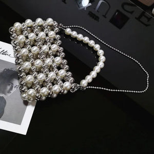 Hollow Beaded Shoulder Crossbody Bag Party Evening Purse Wedding Bag