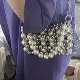 Hollow Beaded Shoulder Crossbody Bag Party Evening Purse Wedding Bag