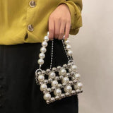 Hollow Beaded Shoulder Crossbody Bag Party Evening Purse Wedding Bag