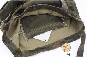 Vintage Canvas Camouflage Shoulder Bag Green