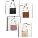 Soft PU Leather Shoulder Bag Women Rivet Tassel Messenger Bag