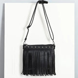 Soft PU Leather Shoulder Bag Women Rivet Tassel Messenger Bag