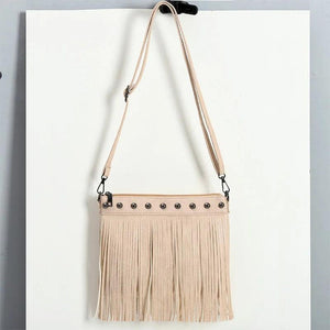 Soft PU Leather Shoulder Bag Women Rivet Tassel Messenger Bag