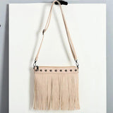 Soft PU Leather Shoulder Bag Women Rivet Tassel Messenger Bag